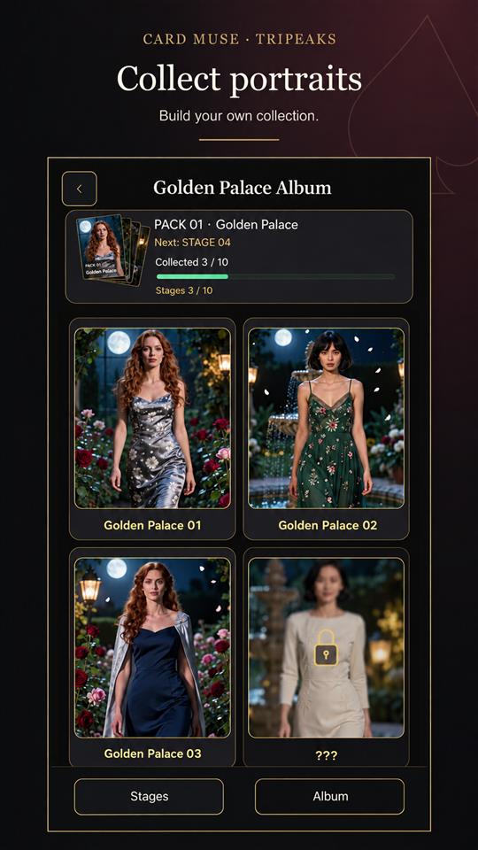 Golden Palace album with collected and locked portraits